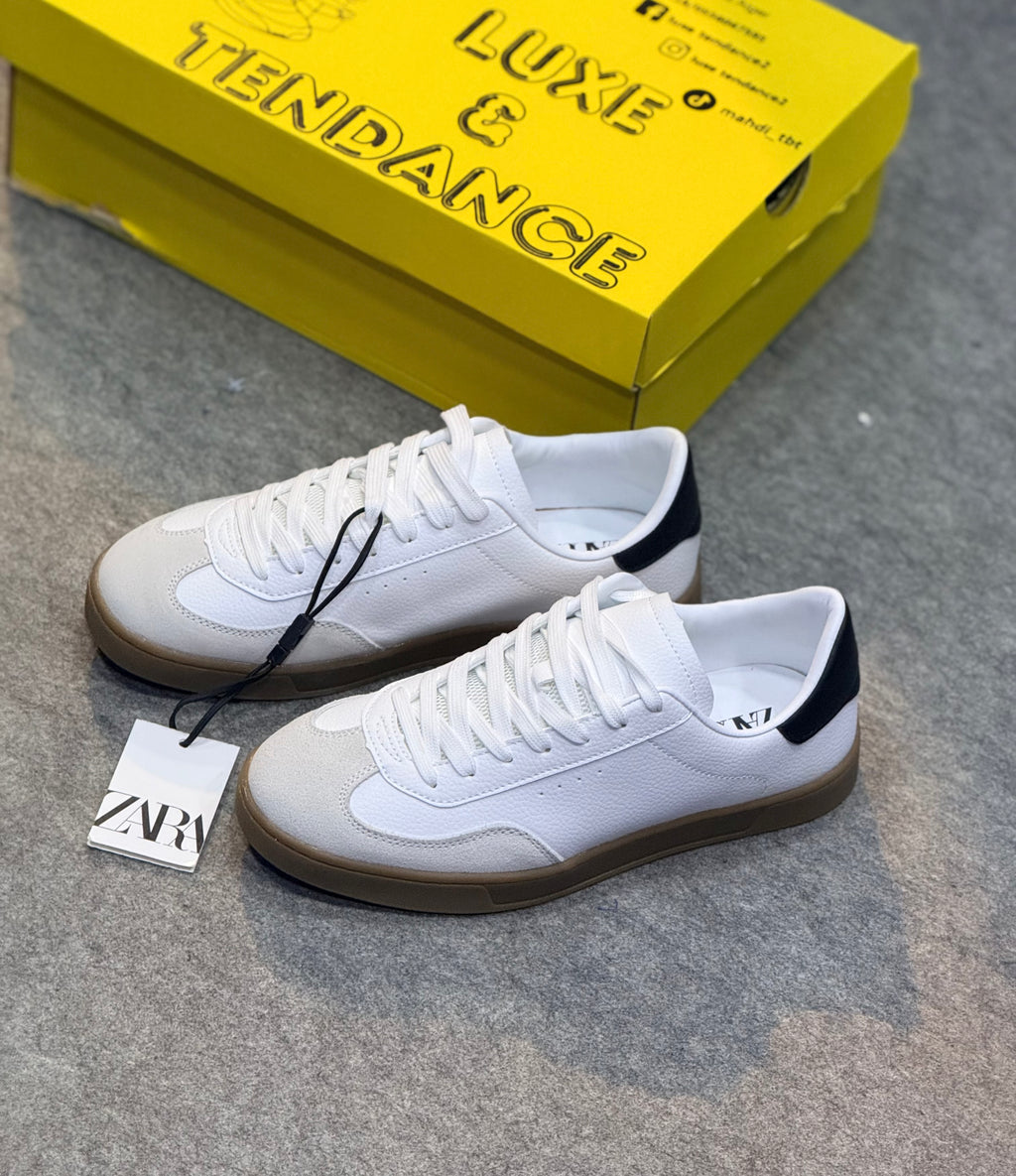 Basket zarra original blanc et vert kaki