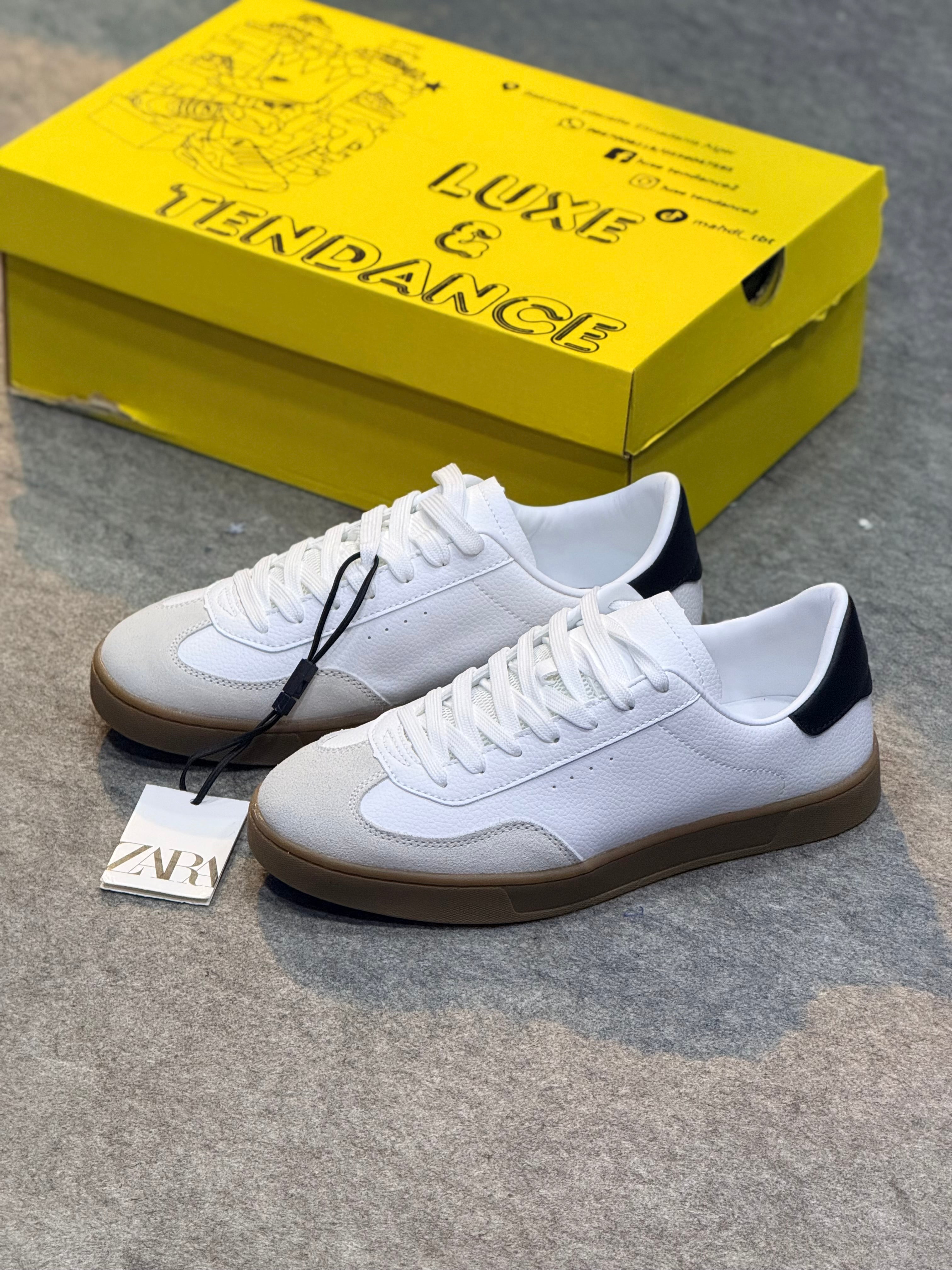 Basket zarra original blanc et vert kaki